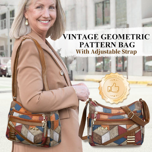 🔥2025 Heißer Verkau👜Vintage Tas Met Geometrisch Patroon En Verstelbare Band