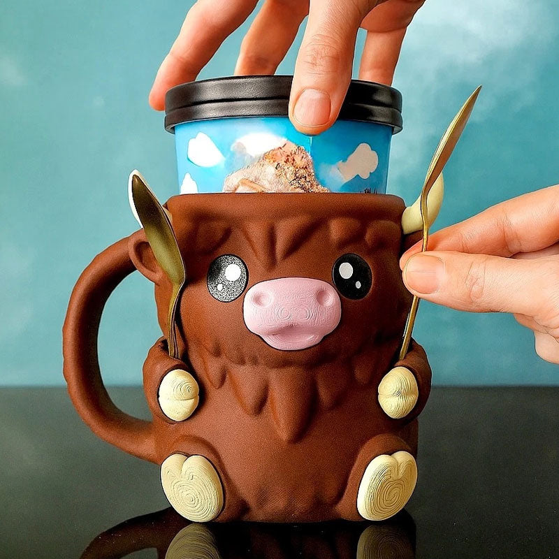 🐮Ferdinand Hochlandkuh Eiscreme-Behälterhalter