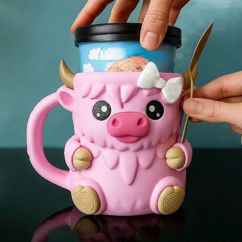 🐮Ferdinand Hochlandkuh Eiscreme-Behälterhalter