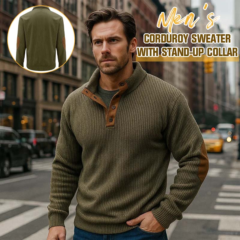 👔Herrenpullover In Cord Mit Stehkragen✈️2 kaufen und Versandkostenfrei
