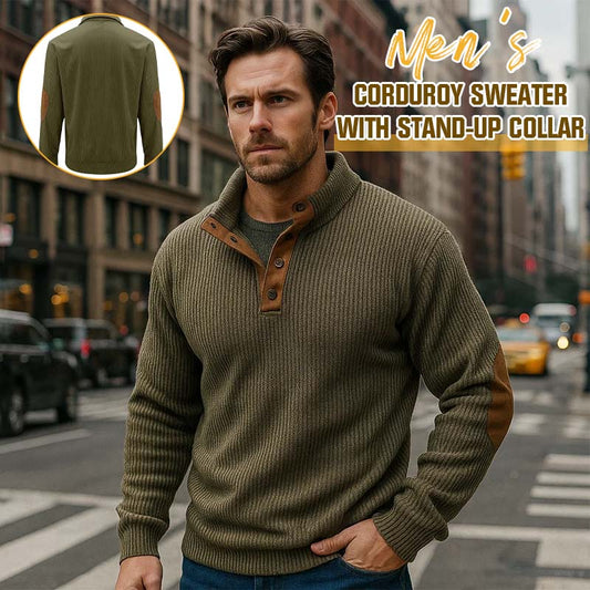 👔Herrenpullover In Cord Mit Stehkragen✈️2 kaufen und Versandkostenfrei