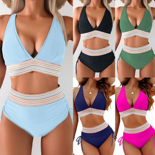 ☀️Urlaubssale 49% Rabat🏖️Bauchfreie Bikini-Sets mit hoher Taille Color Block Bikini Sets Color Block Bikini Sets
