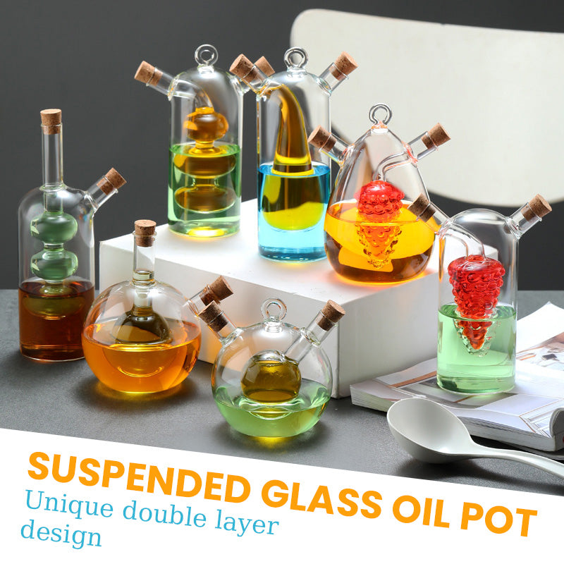 🌟 Double Layered Floating Glass Oil Bottle - Machen Sie das Kochen schöner und genießen Sie jeden Tropfen Gewürz! 🍶✨