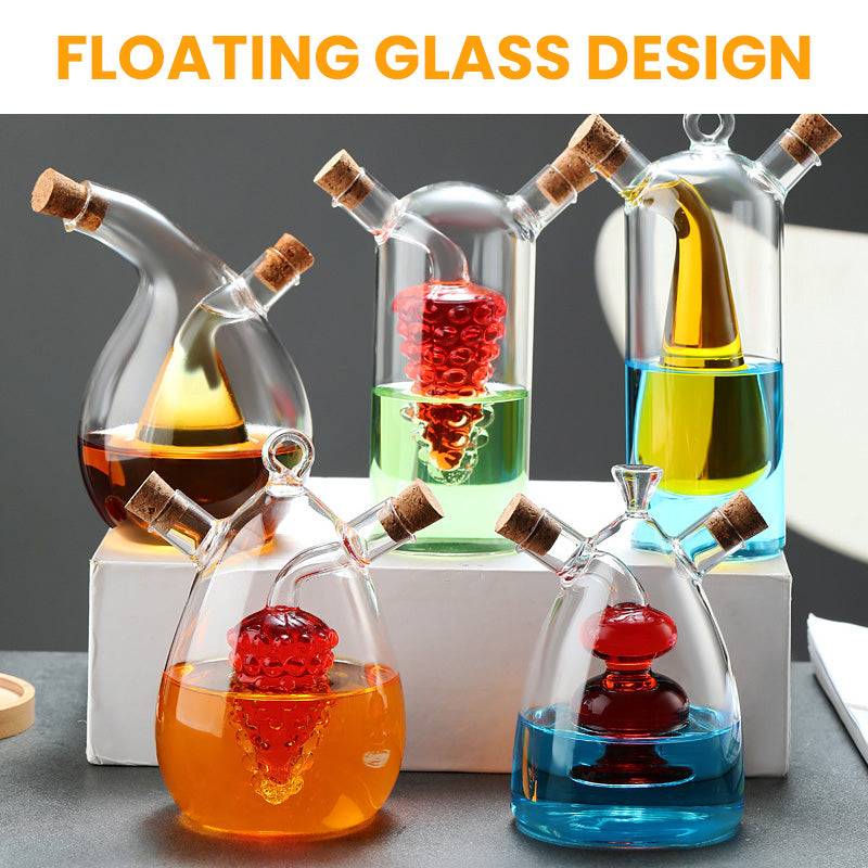 🌟 Double Layered Floating Glass Oil Bottle - Machen Sie das Kochen schöner und genießen Sie jeden Tropfen Gewürz! 🍶✨