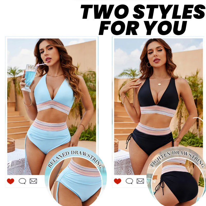 ☀️Urlaubssale 49% Rabat🏖️Bauchfreie Bikini-Sets mit hoher Taille Color Block Bikini Sets Color Block Bikini Sets