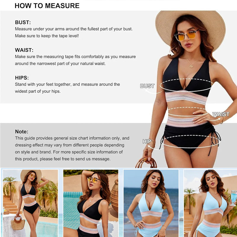 ☀️Urlaubssale 49% Rabat🏖️Bauchfreie Bikini-Sets mit hoher Taille Color Block Bikini Sets Color Block Bikini Sets