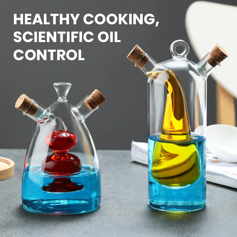 🌟 Double Layered Floating Glass Oil Bottle - Machen Sie das Kochen schöner und genießen Sie jeden Tropfen Gewürz! 🍶✨