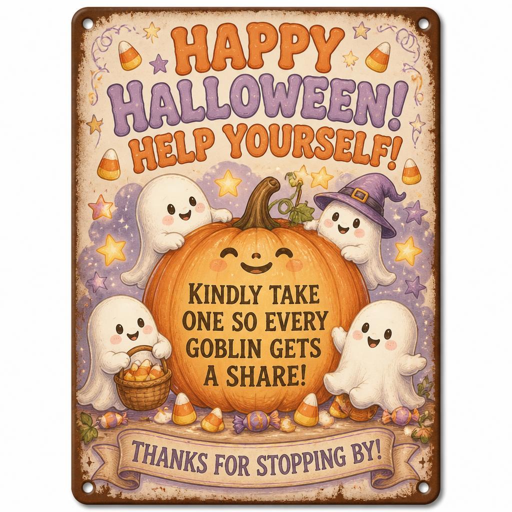 👻 Genieß die Party! Halte die Magie für jedes Kind lebendig – mit diesem Vintage Halloween Veranda-Schild 🎃
