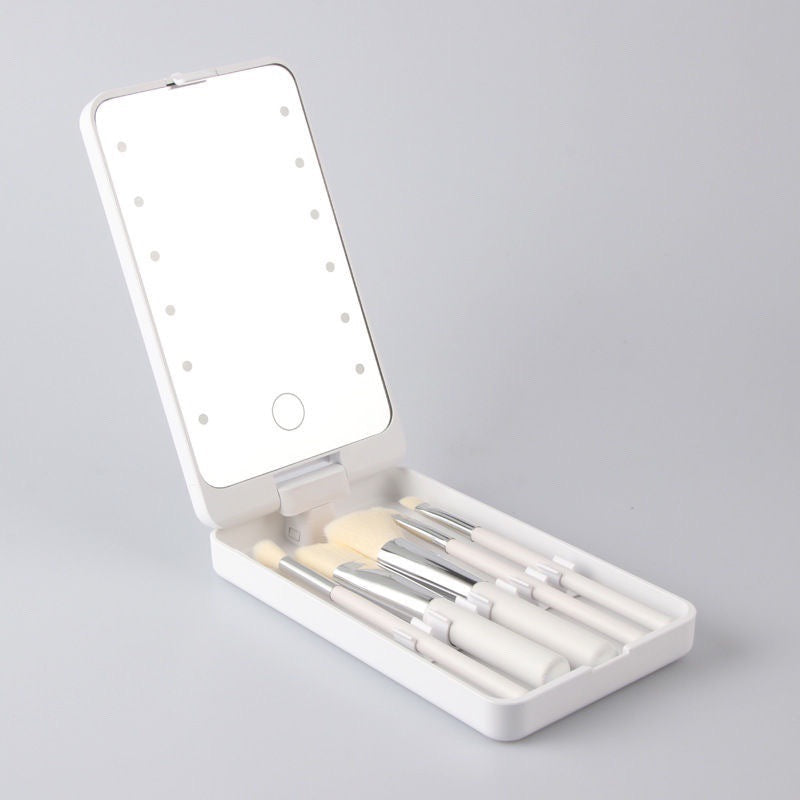 Reise-Makeup-Pinselset mit LED-Licht