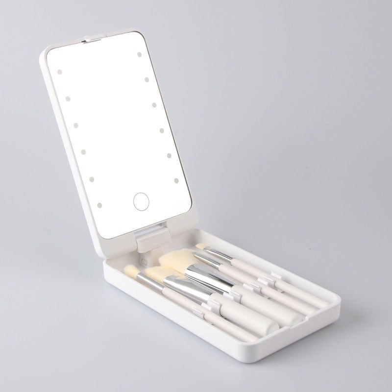 Reise-Makeup-Pinselset mit LED-Licht