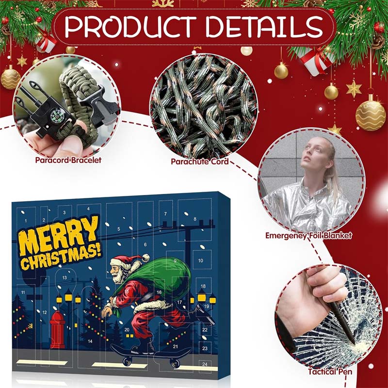 🎄2025 Überlebens-Kit-Adventskalender Outdoor Enthusiast Weihnachts Blind Box