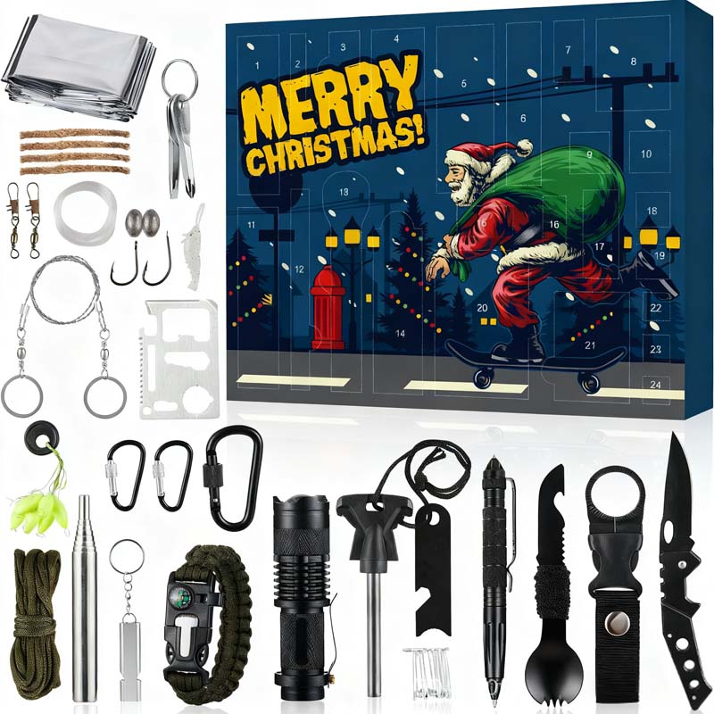 🎄2025 Überlebens-Kit-Adventskalender Outdoor Enthusiast Weihnachts Blind Box