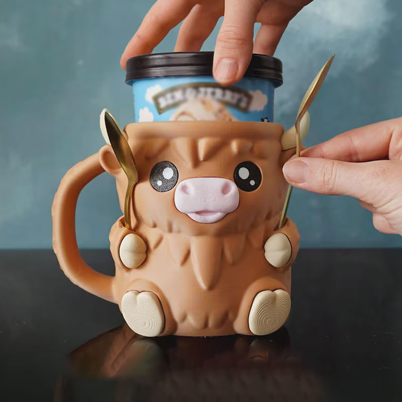 🐮Ferdinand Hochlandkuh Eiscreme-Behälterhalter