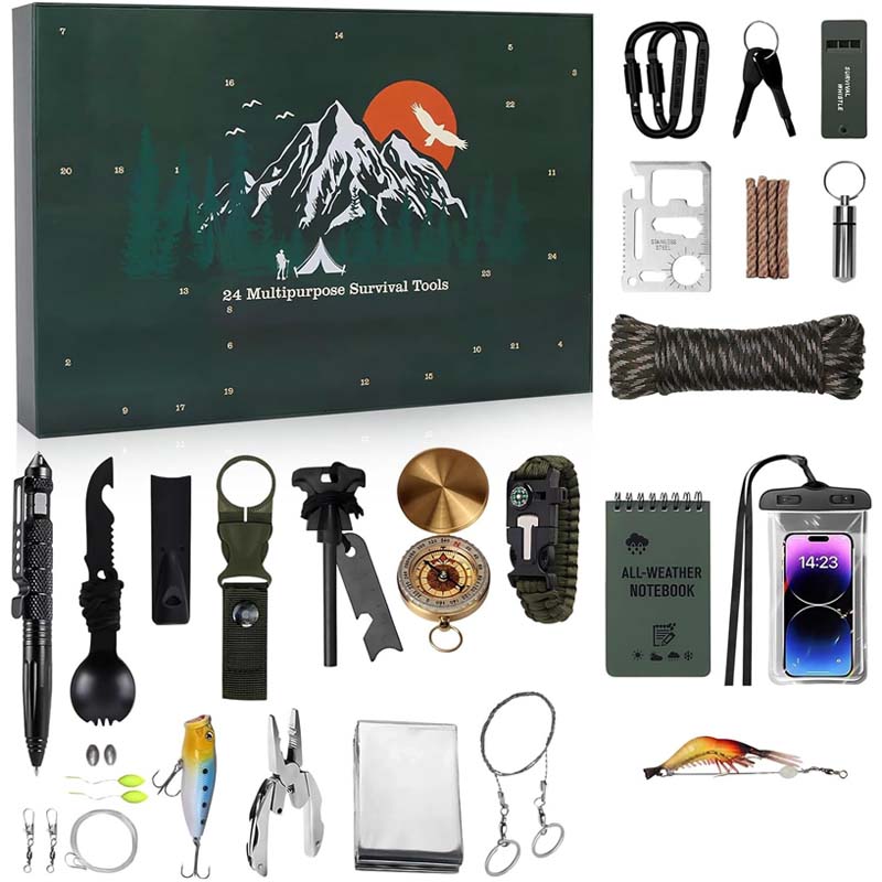 🎄2025 Überlebens-Kit-Adventskalender Outdoor Enthusiast Weihnachts Blind Box