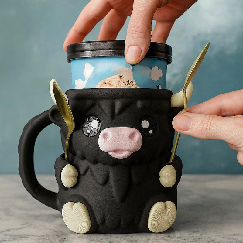 🐮Ferdinand Hochlandkuh Eiscreme-Behälterhalter