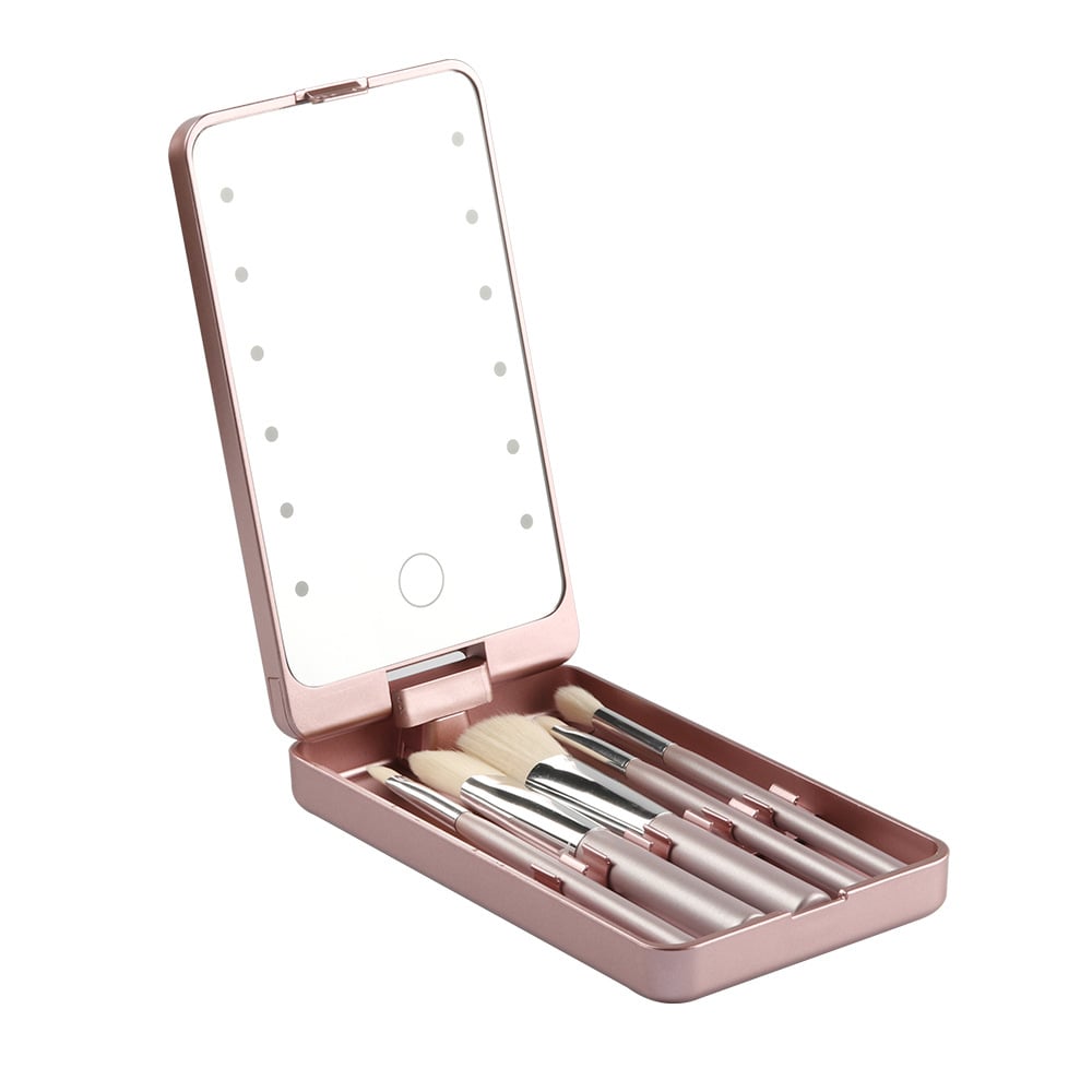 Reise-Makeup-Pinselset mit LED-Licht