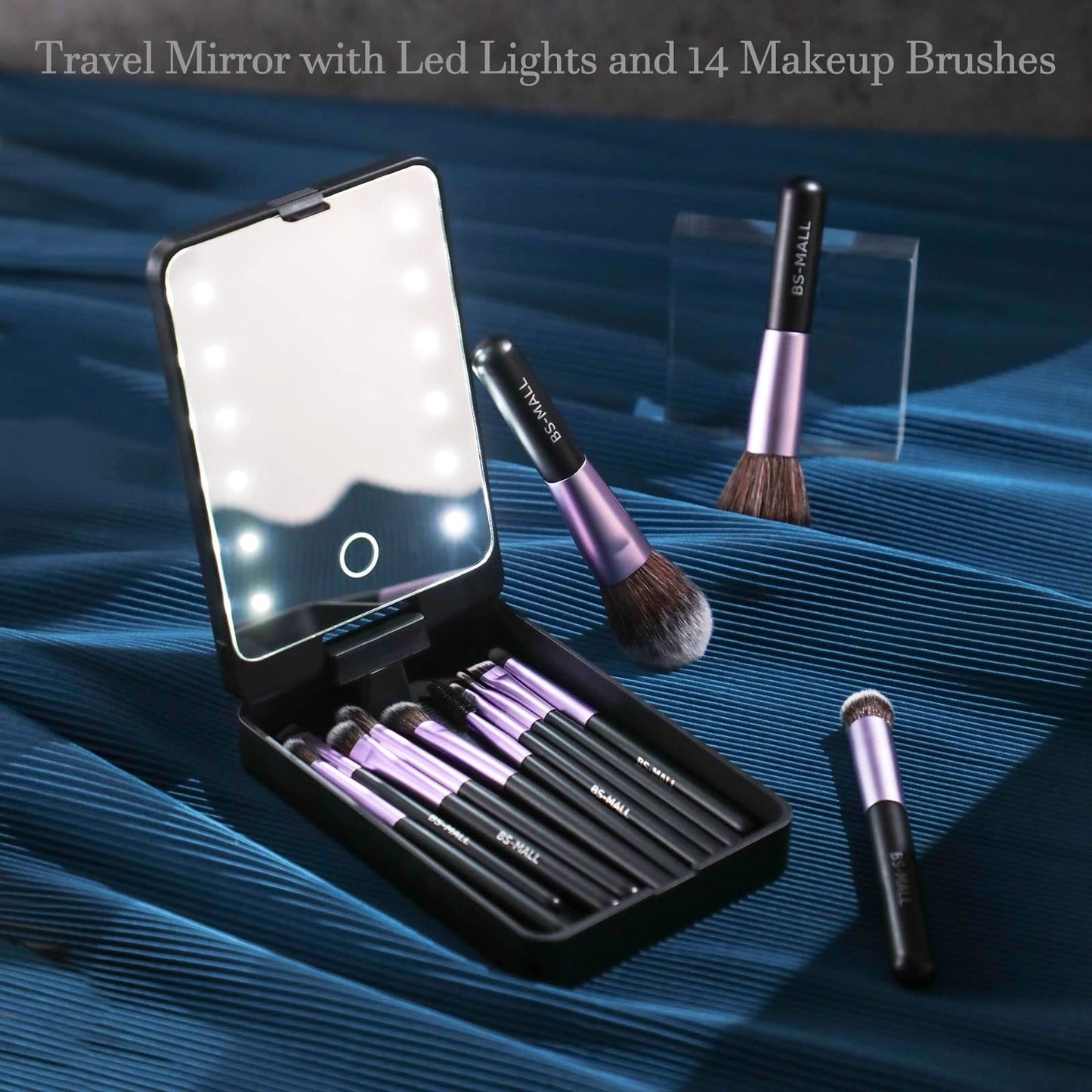 Reise-Makeup-Pinselset mit LED-Licht