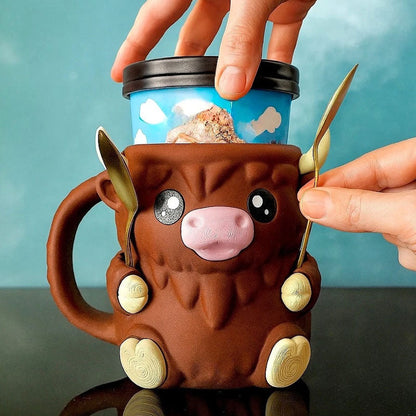 🐮Ferdinand Hochlandkuh Eiscreme-Behälterhalter
