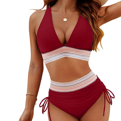 ☀️Urlaubssale 49% Rabat🏖️Bauchfreie Bikini-Sets mit hoher Taille Color Block Bikini Sets Color Block Bikini Sets