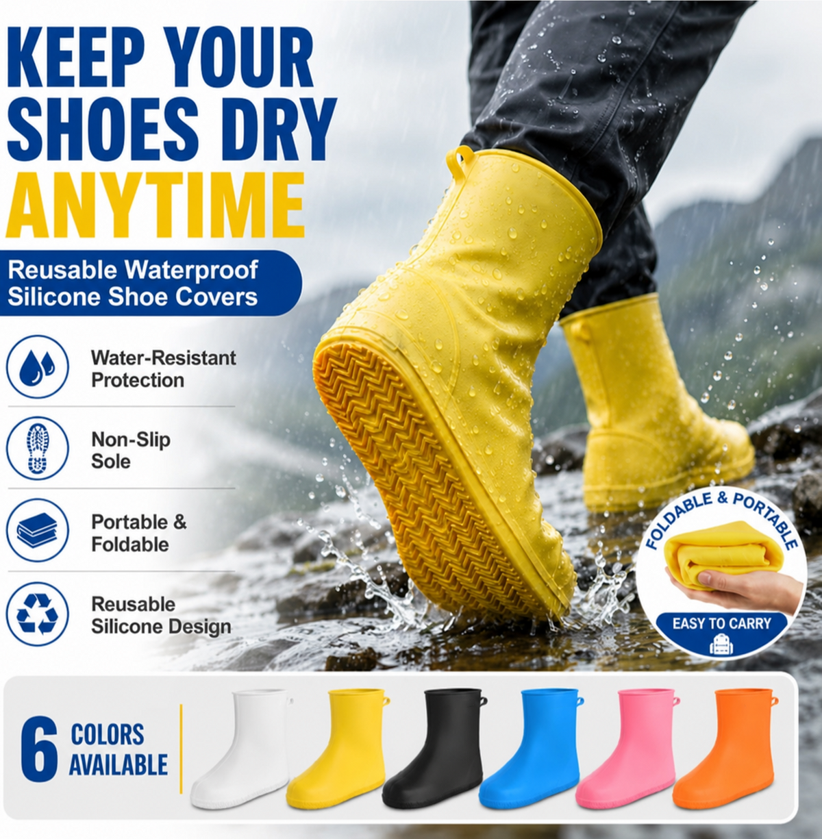 🌧️Stop Natte Sneakers! Zware Regenoverschoenen — Antislip & Opvouwbaar in je Tas
