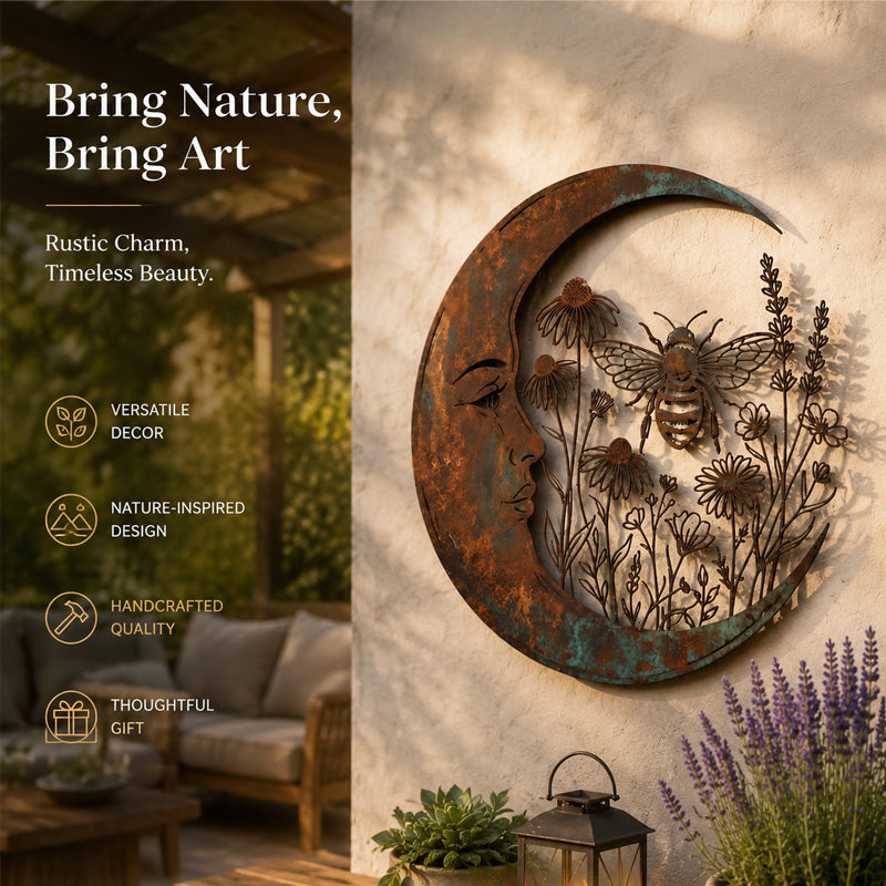 🌙Enchanted Moon Garden Wall Art – Vintage Nature Inspired Metal Wall Decor