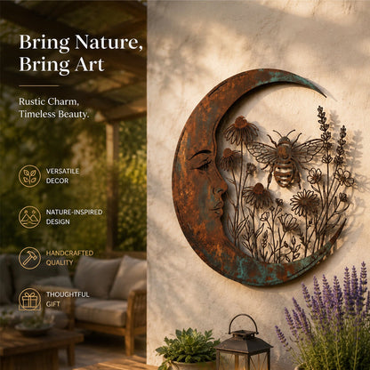 🌙Enchanted Moon Garden Wall Art – Vintage Nature Inspired Metal Wall Decor