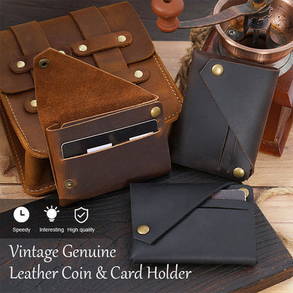 🌟 Vintage Echtes Leder Münz- & Kartenetui 🌟