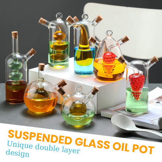 🌟 Double Layered Floating Glass Oil Bottle - Machen Sie das Kochen schöner und genießen Sie jeden Tropfen Gewürz! 🍶✨