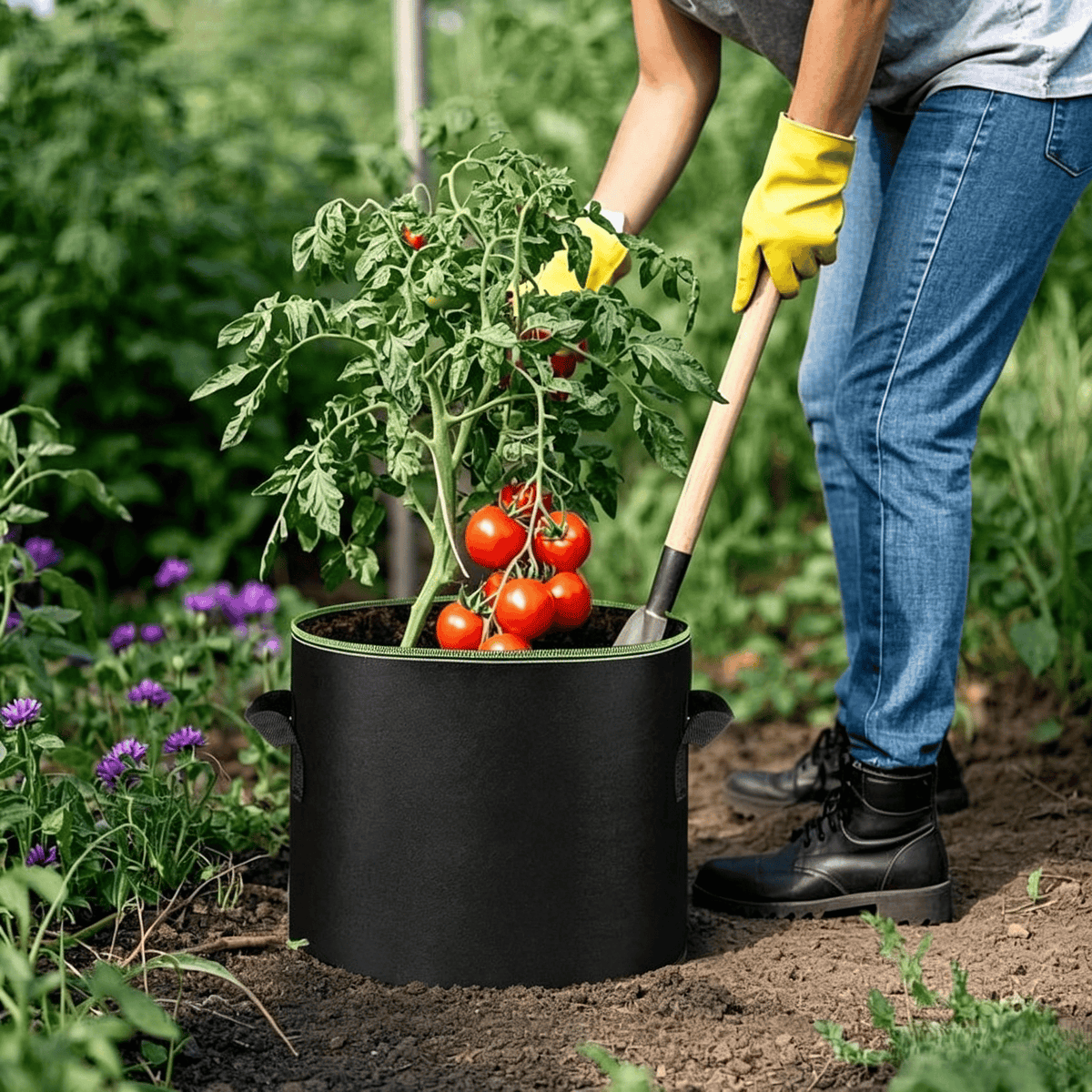🌱🌸🍅 Schwere belüftete Stofftöpfe mit Griffen für Gemüse, Blumen & Obst