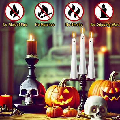 🎃👻 Ferngesteuertes Geisterlicht mit 3D-flammendem Docht 👻🎃