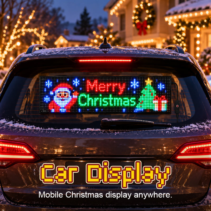 🎅🚗 Animiertes LED-Auto-Display – App-gesteuert, USB-C ✨