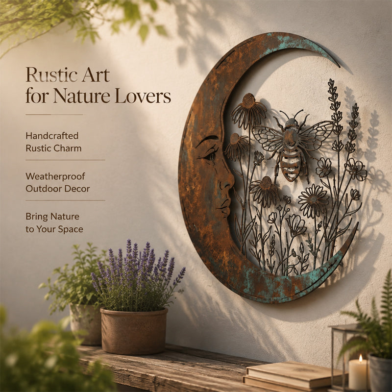 🌙Enchanted Moon Garden Wall Art – Vintage Nature Inspired Metal Wall Decor