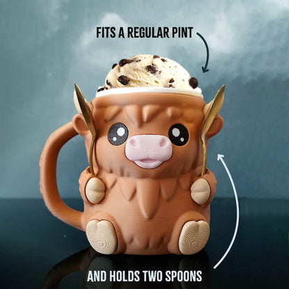 🐮Ferdinand Hochlandkuh Eiscreme-Behälterhalter