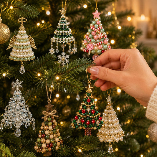 🎄 DIY-Weihnachtsbaum-Perlenornament-Set – Basteln Sie Ihr eigenes funkelndes Erinnerungsstück für die Feiertage! ✨💎