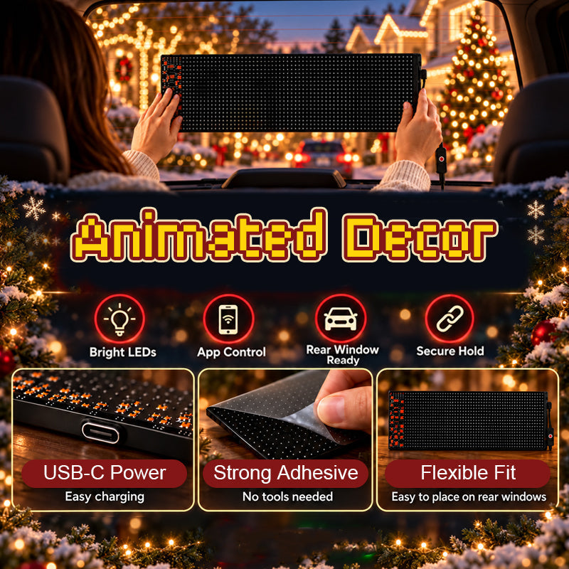 🎅🚗 Animiertes LED-Auto-Display – App-gesteuert, USB-C ✨