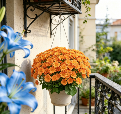🌼- Künstliche Chrysanthemen für den Außenbereich (Sunset Mums) - UV-beständig, wasserdicht, windfest