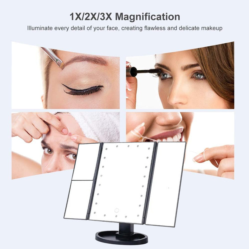 Dreiseitiger klappbarer Led-Makeup-Spiegel