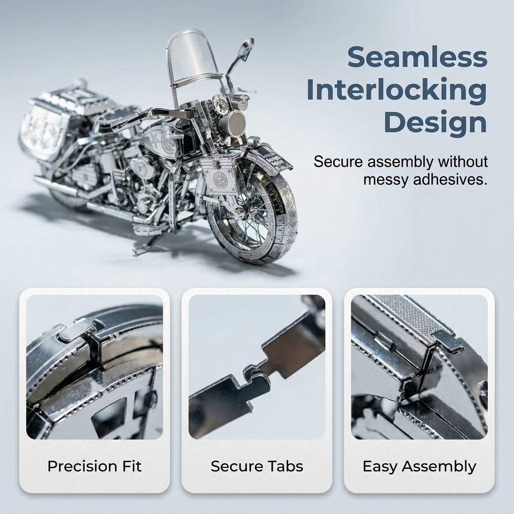 🔥SONDERANGEBOT🔥 3D-Metall-Motorrad-Bausatz aus Silber