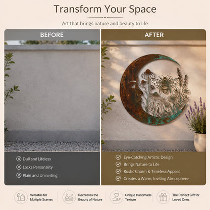 🌙Enchanted Moon Garden Wall Art – Vintage Nature Inspired Metal Wall Decor