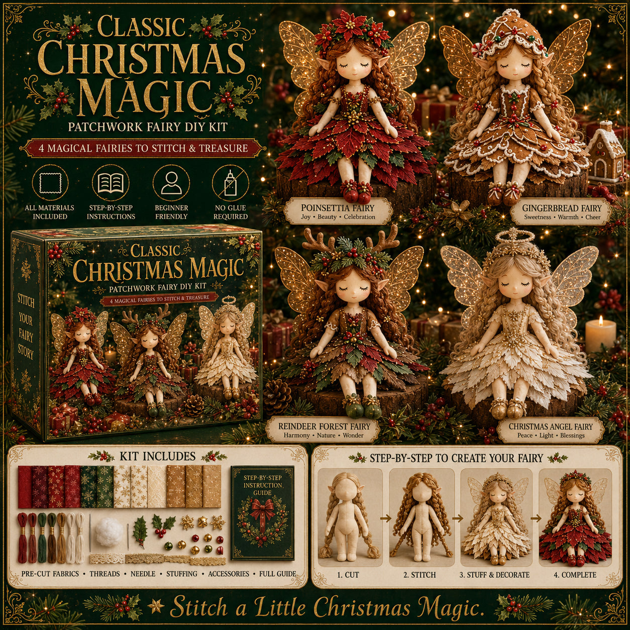 ✨ Magisches Weihnachts-Patchwork-Feen DIY-Set