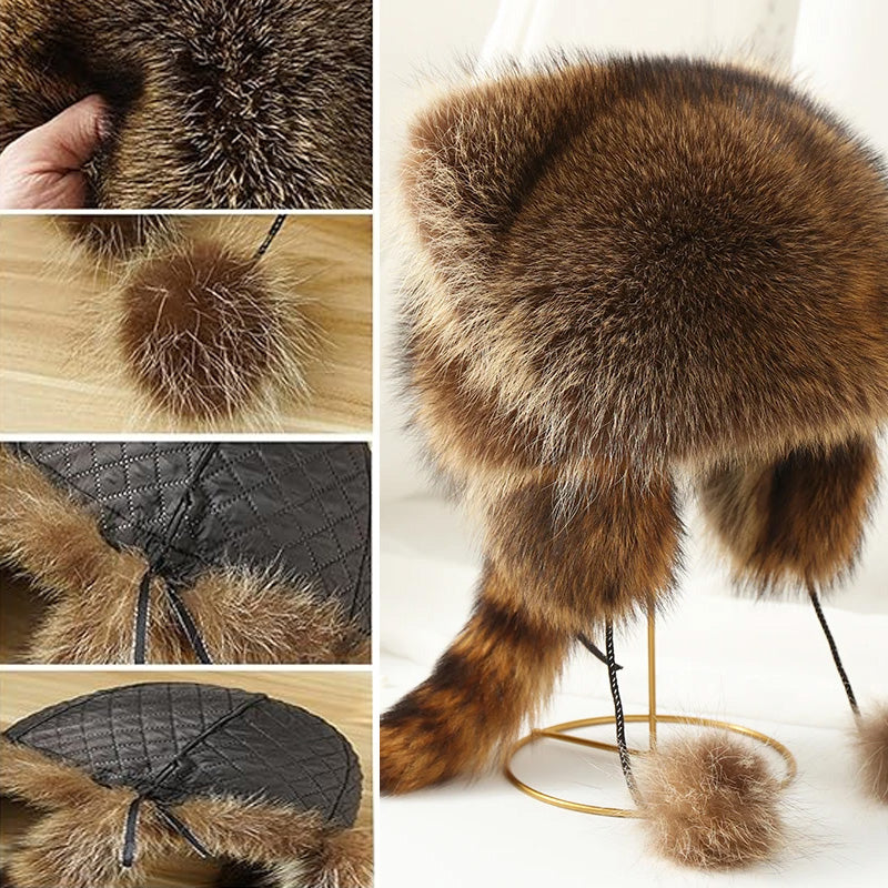 Waschbär-Imitat Warme Mütze