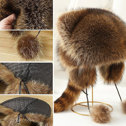 Waschbär-Imitat Warme Mütze