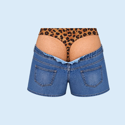 Lustige Badehose im Leoprint-Denim-Design