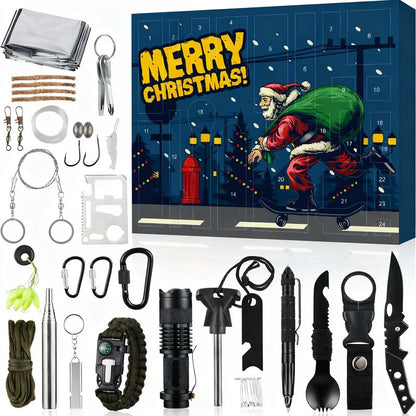 🎄2025 Überlebens-Kit-Adventskalender Outdoor Enthusiast Weihnachts Blind Box