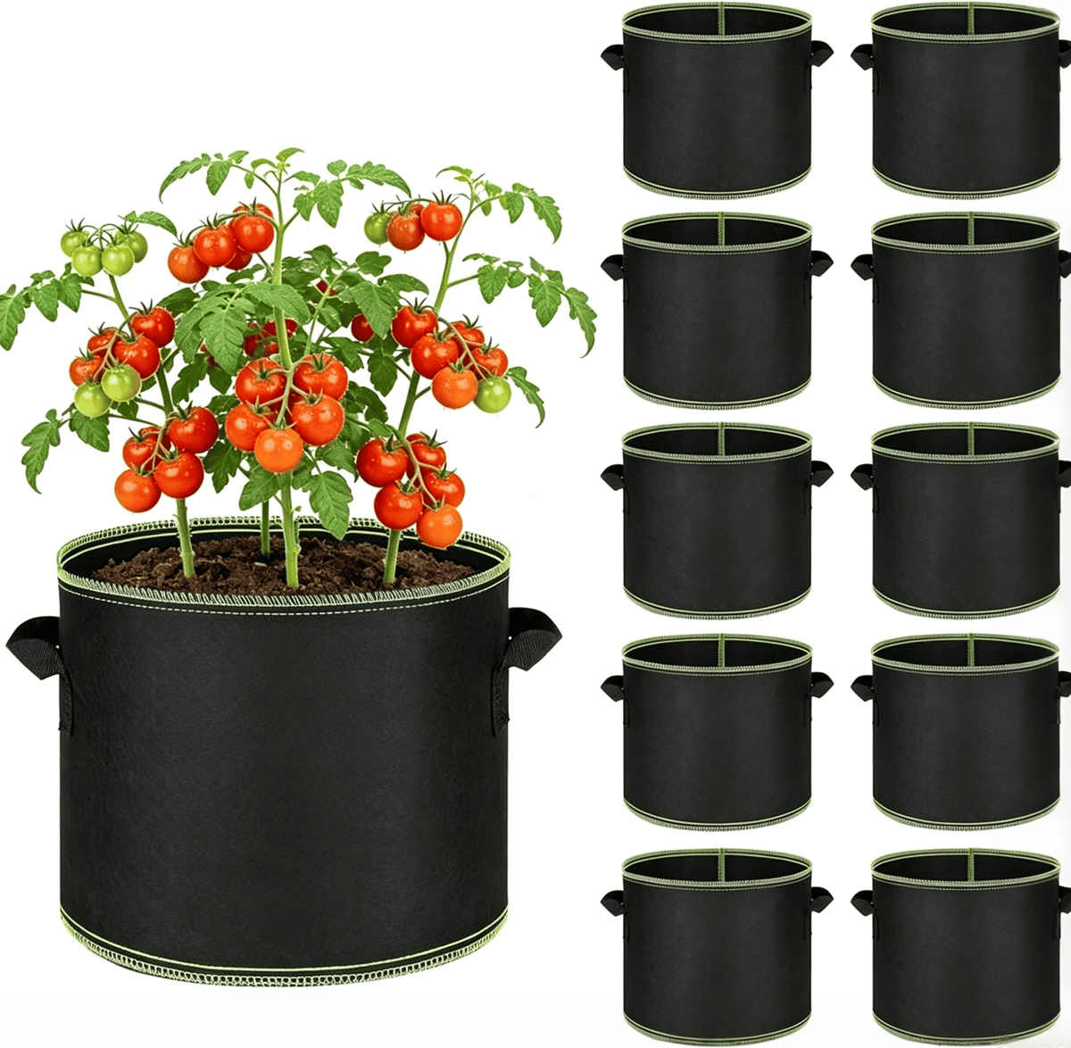 🌱🌸🍅 Schwere belüftete Stofftöpfe mit Griffen für Gemüse, Blumen & Obst