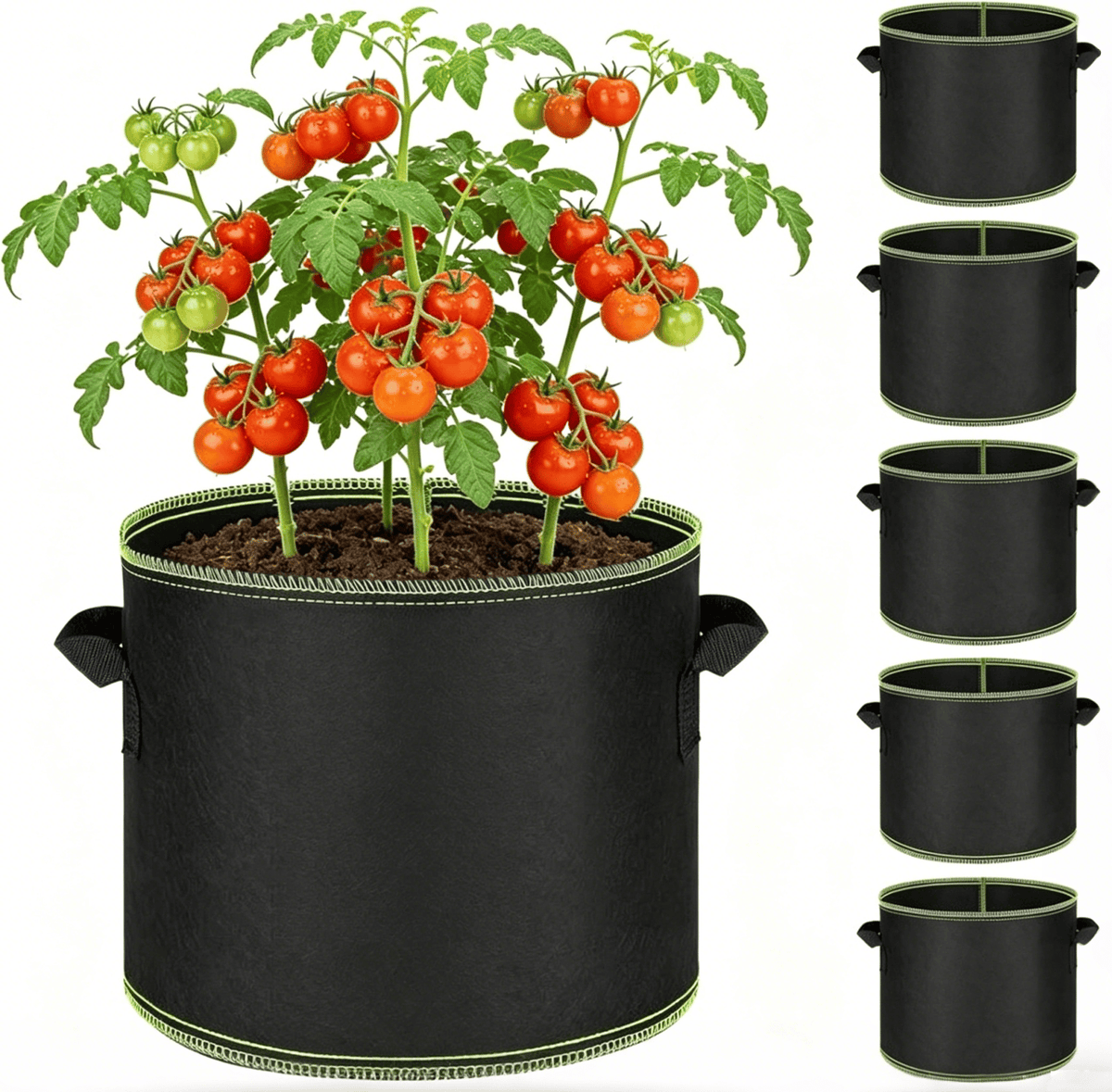 🌱🌸🍅 Schwere belüftete Stofftöpfe mit Griffen für Gemüse, Blumen & Obst
