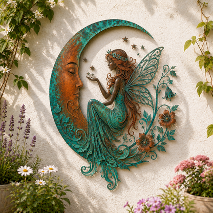 🌙Enchanted Moon Garden Wall Art – Vintage Nature Inspired Metal Wall Decor