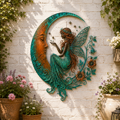 🌙Enchanted Moon Garden Wall Art – Vintage Nature Inspired Metal Wall Decor