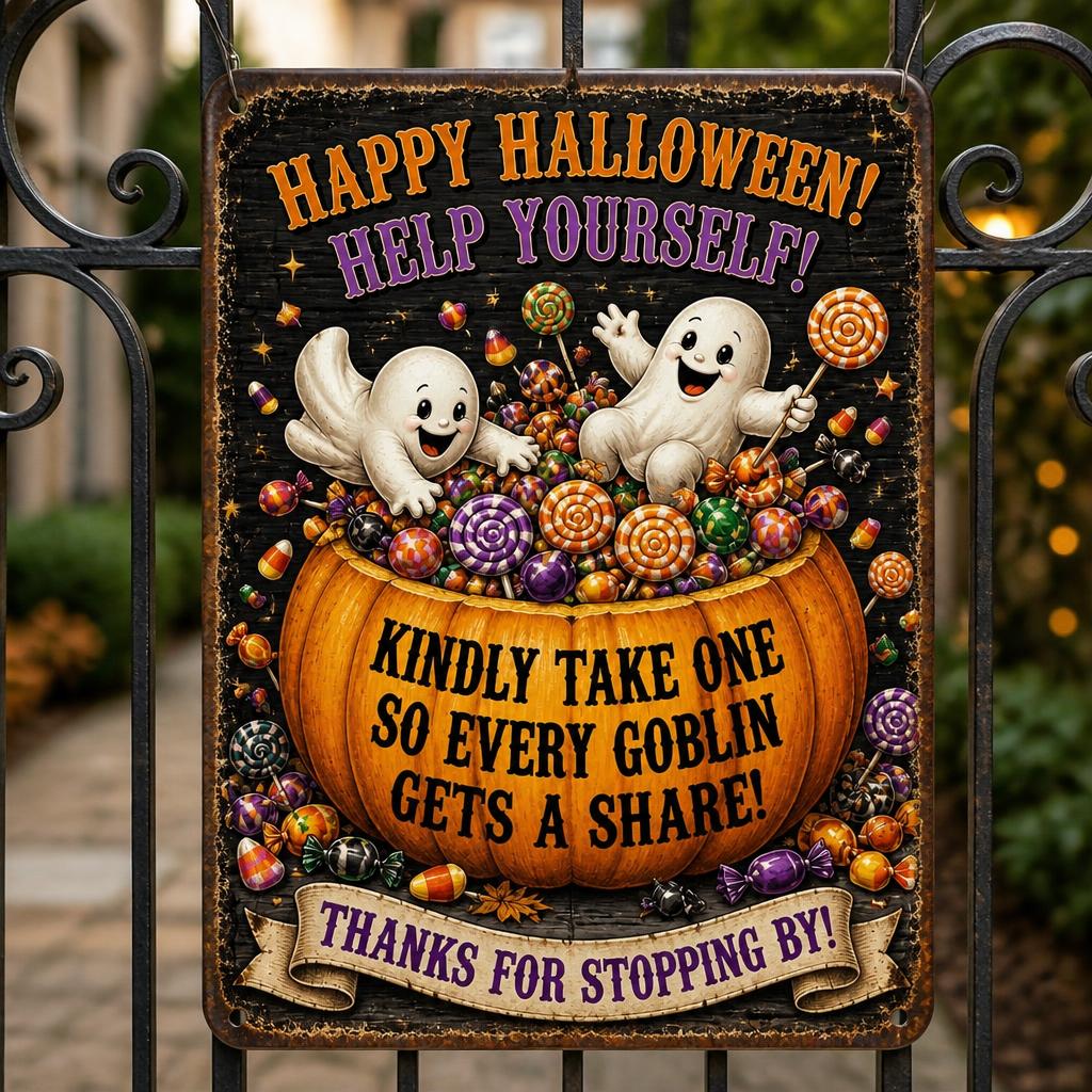 👻 Genieß die Party! Halte die Magie für jedes Kind lebendig – mit diesem Vintage Halloween Veranda-Schild 🎃