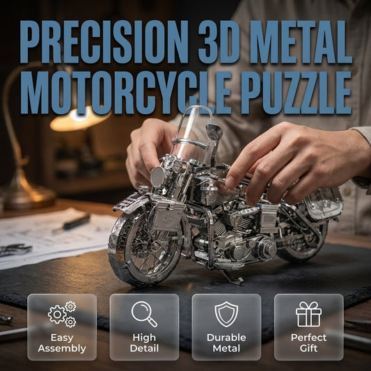 🔥SONDERANGEBOT🔥 3D-Metall-Motorrad-Bausatz aus Silber